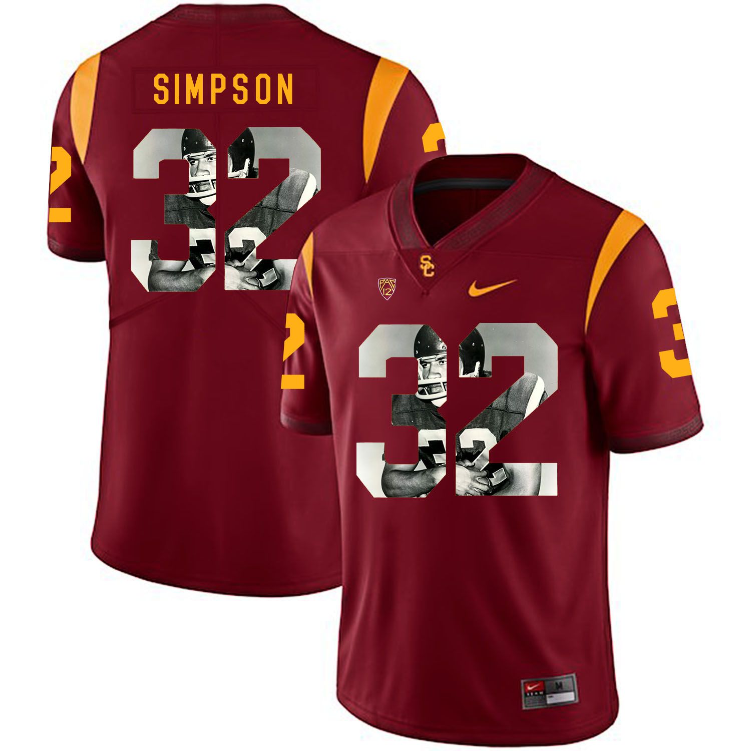 Men USC Trojans #32 Simpson Red Fashion Edition Customized NCAA Jerseys->customized ncaa jersey->Custom Jersey